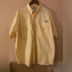Columbia PFG Shirt Mens XL Yellow Vented Fishing Outdoor Multiple Pockets